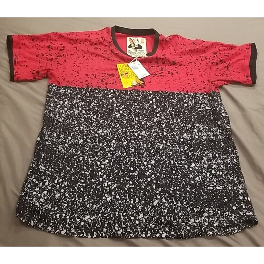 The Rolling Paper Brand Shirt Mens XL Skater Punk Red Black Spotted Splatter